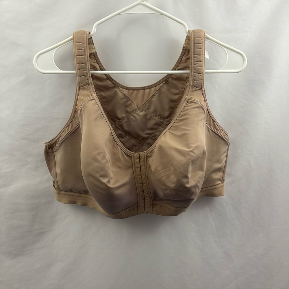 DELIMIRA Women's Front Closure Posture Wireless Back Support Full Coverage Beige
